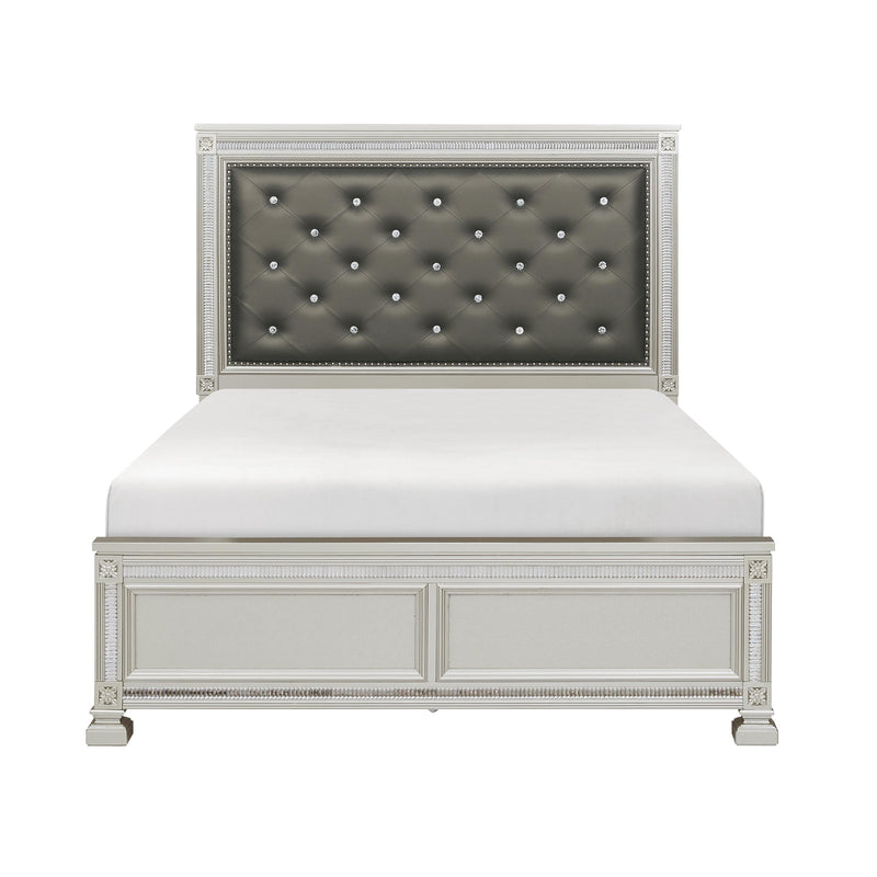 Bevelle Eastern King Bed in Gray/Transparent/Gold/Silver/Champagne - 1958K-1EK