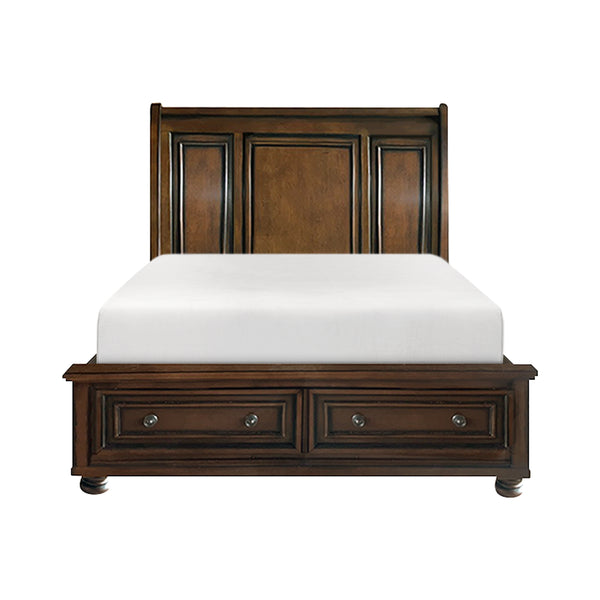 Cumberland Full Sleigh Platform Bed with Footboard Storage in Brown - 2159F-1