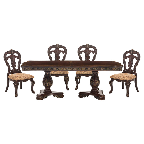 Deryn Park 5pc Set (TB+4S) in Cherry/Metallic Accent - Traditional - 2243-114*5