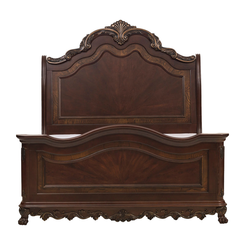 Deryn Park Eastern King Sleigh Bed in Cherry/Metallic Accent - Traditional - 2243SLK-1EK
