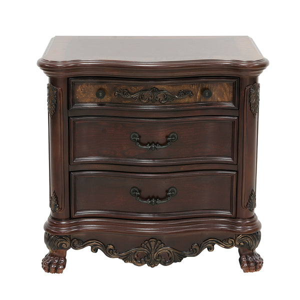 Deryn Park Nightstand in Cherry/Metallic Accent - Traditional - 2243-4