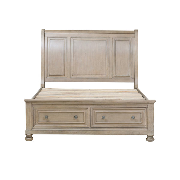 Bethel Eastern King Platform Bed with Footboard Storage in Gray - 2259KGY-1EK