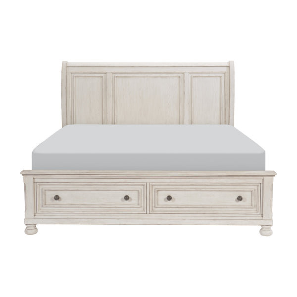 Bethel Eastern King Platform Bed with Footboard Storage in White - 2259KW-1EK
