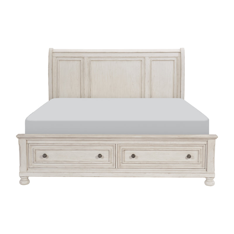 Bethel Eastern King Platform Bed with Footboard Storage in White - 2259KW-1EK