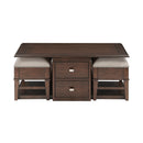 Claremore Cocktail Table with two Ottomans in Brown - 3500-30