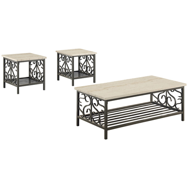 Fairhope 3-Piece Pack Occasional Set in Beige/Metal - 3580-31