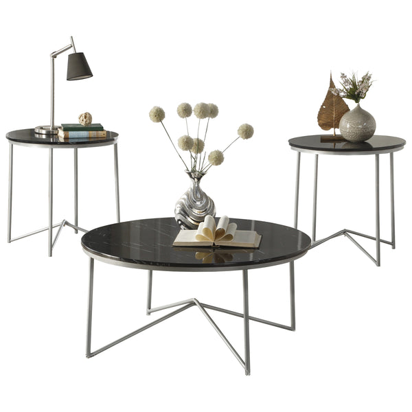Perivale 3-PIECE PACK OCCASIONAL SET in Gray/Black/Gold/Silver/Champagne - 3623-31