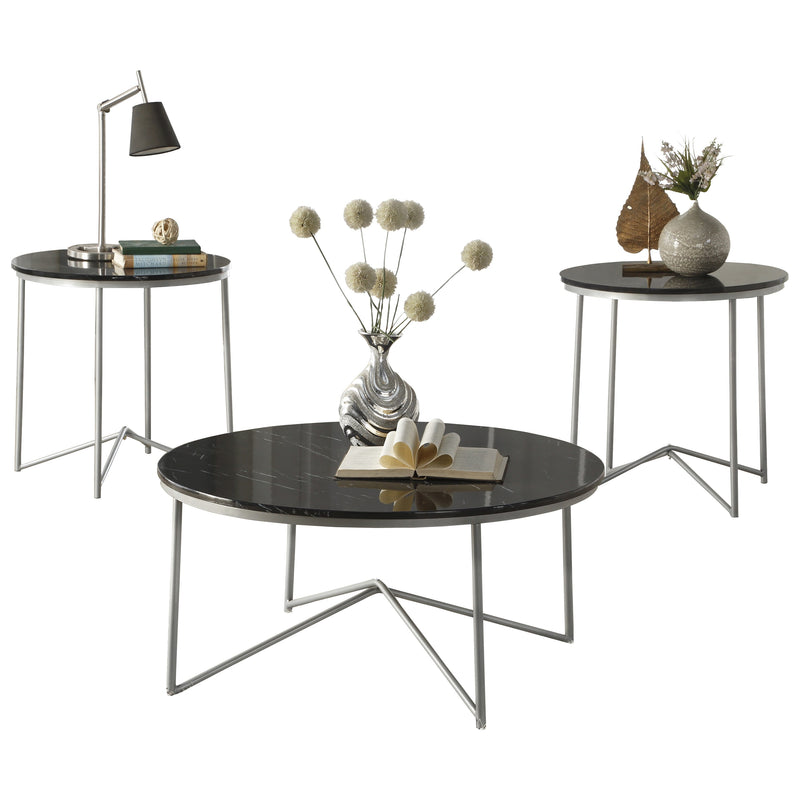 Perivale 3-PIECE PACK OCCASIONAL SET in Gray/Black/Gold/Silver/Champagne - 3623-31