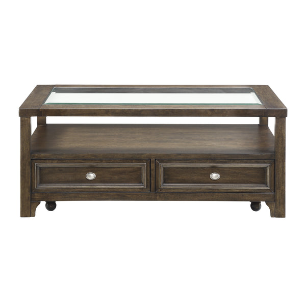 Auburn Cocktail Table in Brown/Transparent - 3624-30