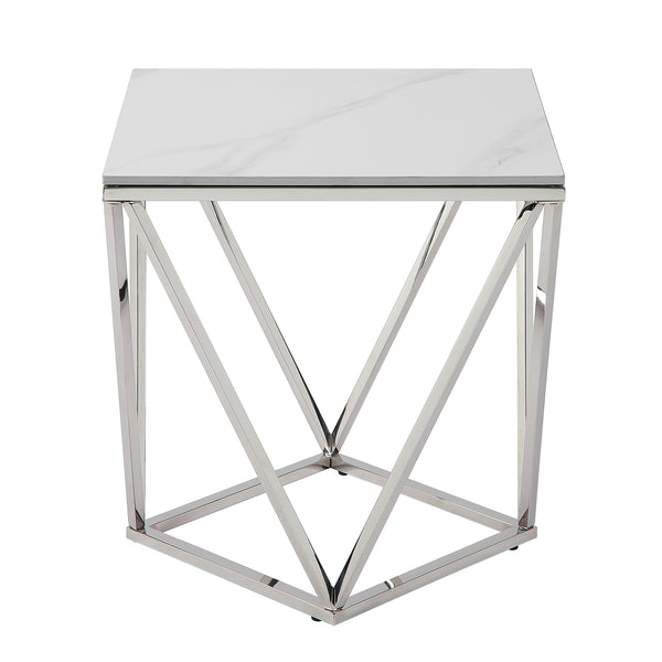 Alfeo End Table in Silver/White - 3694-04