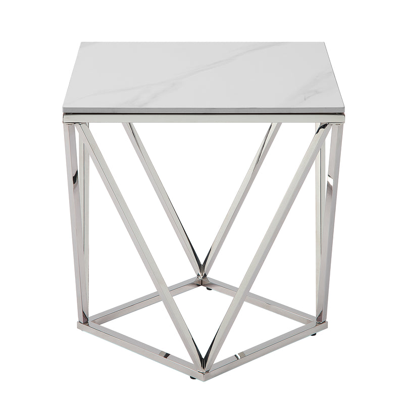 Alfeo End Table in Silver/White - 3694-04