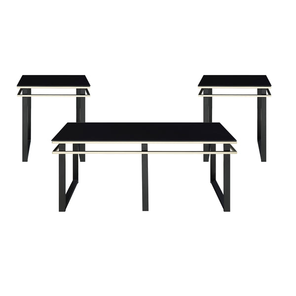 Zamir 3-Piece Pack Occasional Set in Black/Gold - 3701-31