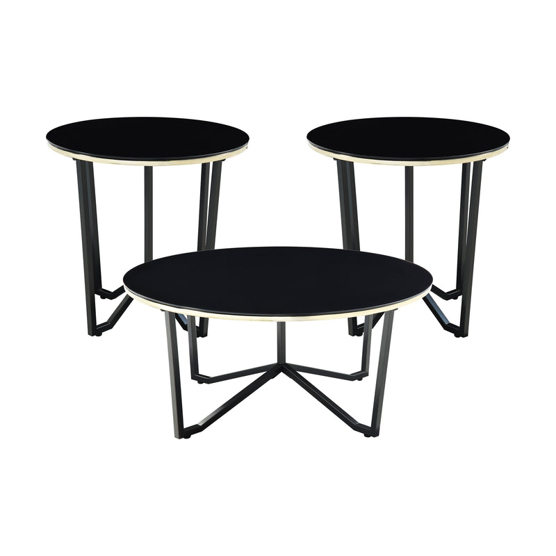 Amara 3-Piece Pack Occasional Set in Black/Gold - 3702-31