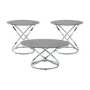 Marion 3-Piece Pack Occasional Set in Black/Chrome/Silver - 3707-31