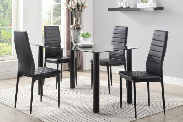 Florian Dining Table, Glass Top in Gold/Silver/Champagne/Transparent/Black - 5538BK*