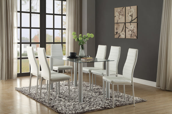 Florian Dining Table, Glass Top in White/Transparent/Gold/Silver/Champagne - 5538W*