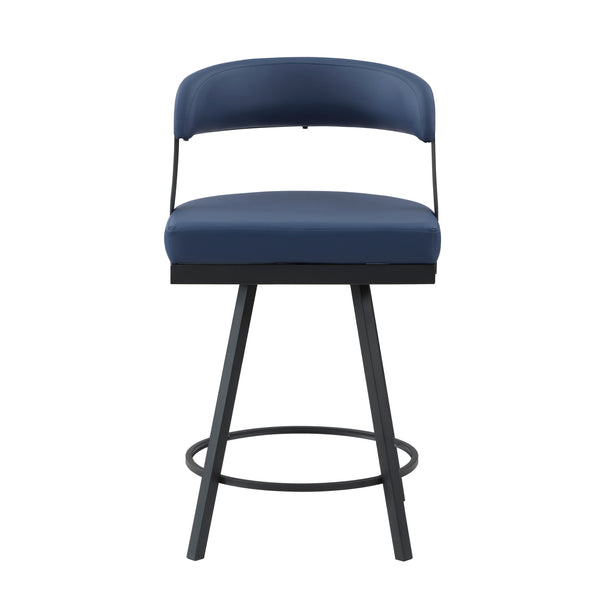 Crowley Swivel Counter Height Chair in Black/Blue - 5565-24BU