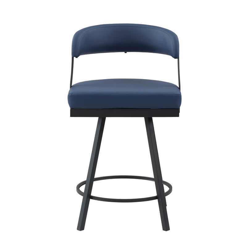Crowley Swivel Counter Height Chair in Black/Blue - 5565-24BU