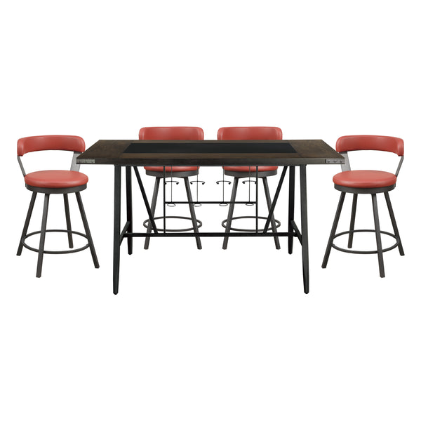 Appert 5pc Set (TB+4S) in Red/Gray/Brown - 5566-36*5RD