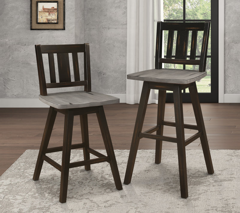 Amsonia Swivel Pub Height Chair in Black/Gray - 5602-29BKS2