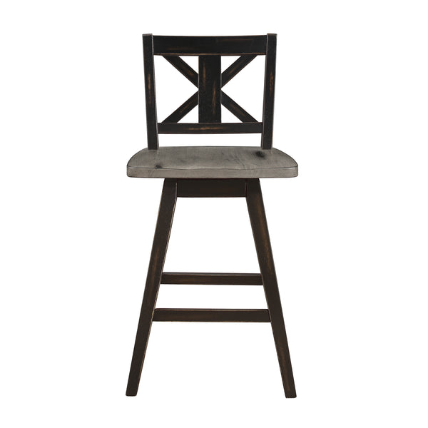 Amsonia Swivel Counter Height Chair, Black in Black/Gray - 5602-24BK