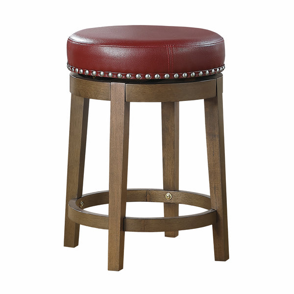Westby Round Swivel Counter Height Stool, Red in Brown/Red - 5681RED-24