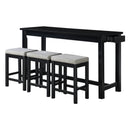 Connected 4-Piece Pack Counter Height Set in Black/Gray - 5713BK