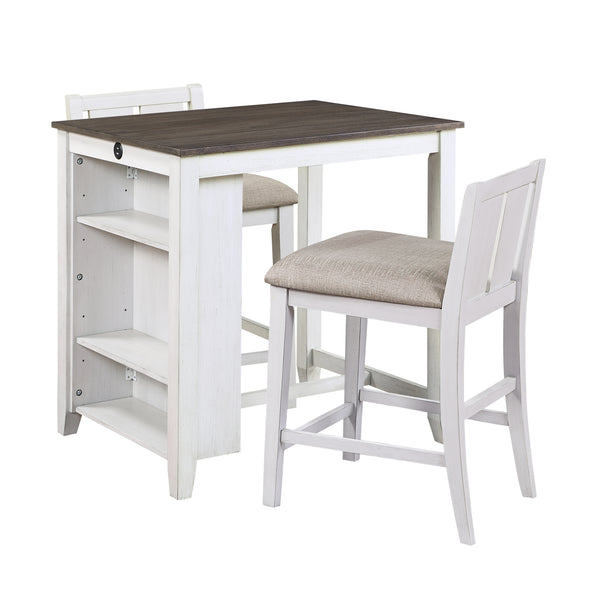 Daye 3-Piece Pack Counter Height Set in Cherry/White/Gray - 5773WH-32