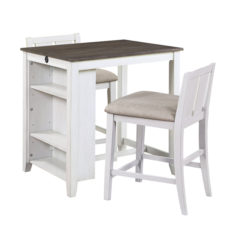 Daye 3-Piece Pack Counter Height Set in Cherry/White/Gray - 5773WH-32