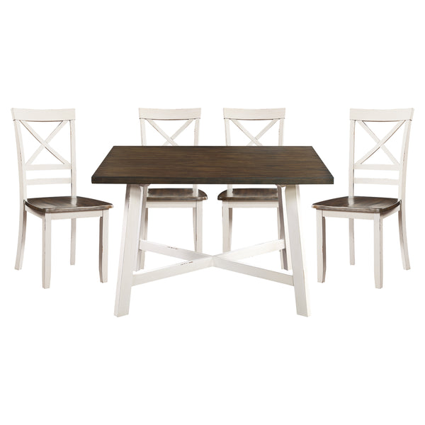 Troy 5-Piece Pack Dinette Set in Cherry/White - 5777WH