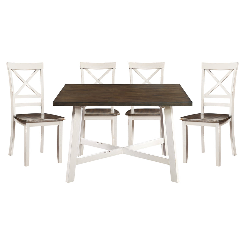 Troy 5-Piece Pack Dinette Set in Cherry/White - 5777WH