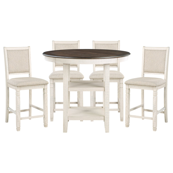 Asher 5pc Set (TB+4S) in Brown/White/Beige - 5800WH-36*5