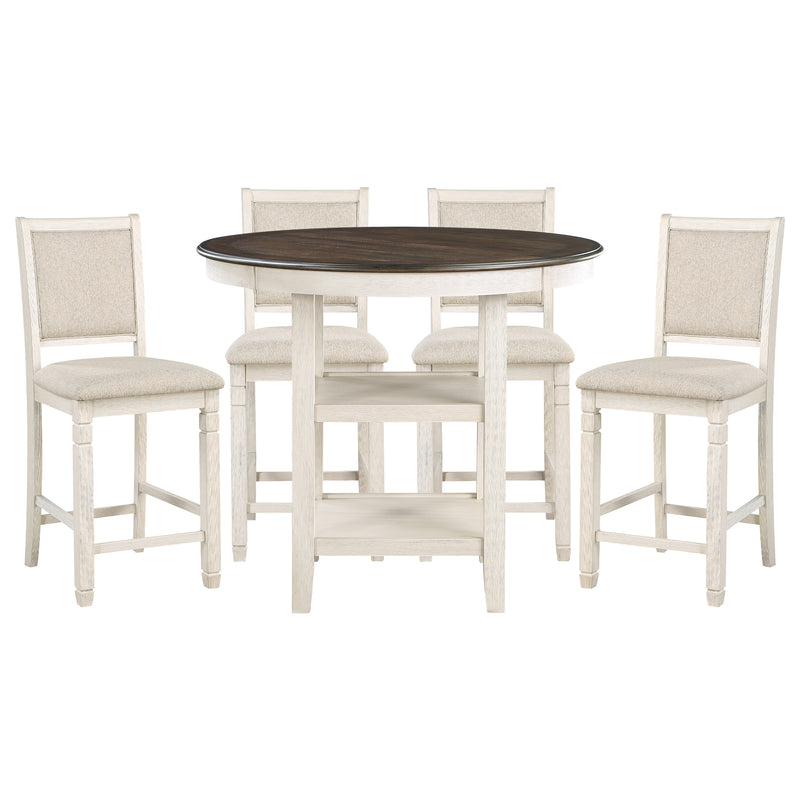 Asher 5pc Set (TB+4S) in Brown/White/Beige - 5800WH-36*5