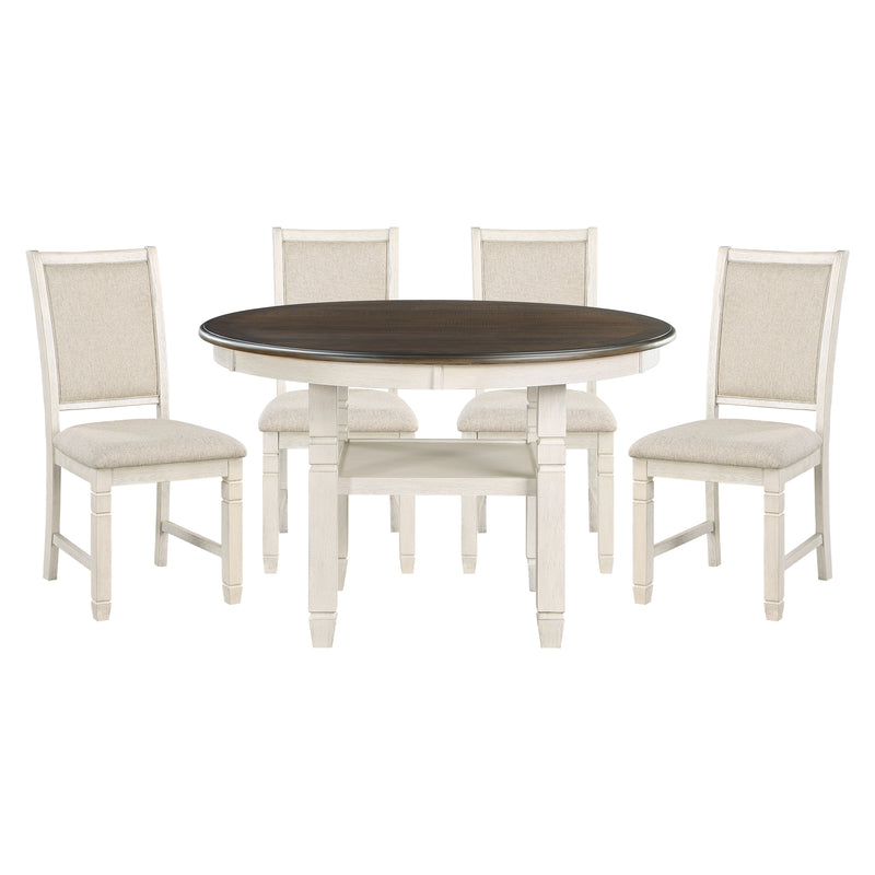 Asher 5pc Set (TB+4S) in Brown/White/Beige - 5800WH-48RD*5