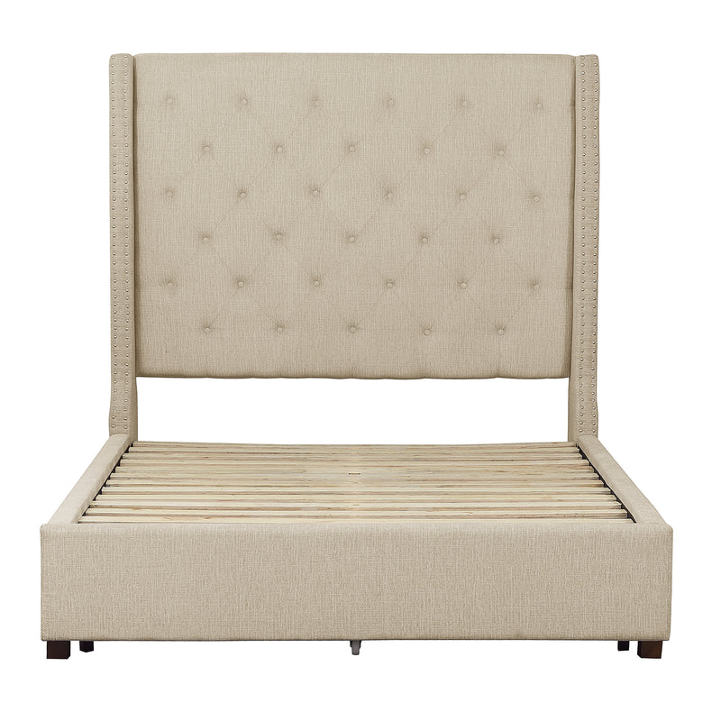 Fairborn Full Platform Bed with Storage Footboard in Beige - 5877FBE-1DW