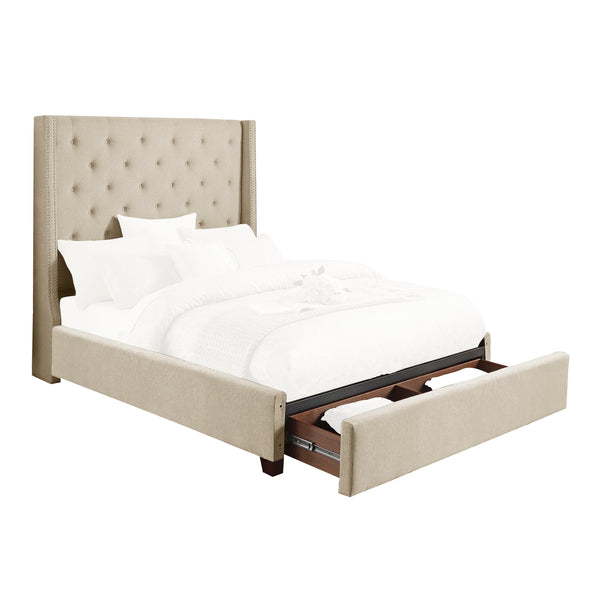 Fairborn Full Platform Bed with Storage Footboard in Beige - 5877FBE-1DW