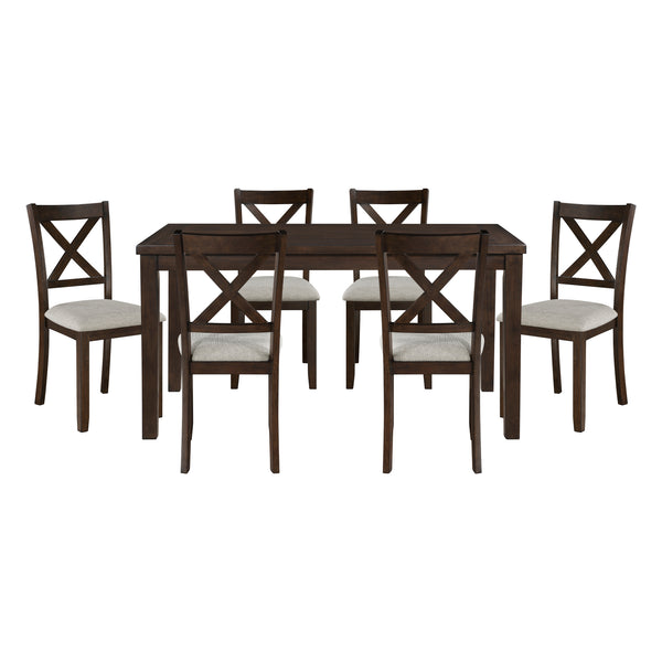 Challis 7-Piece Pack Dinette Set in Cherry/Beige - 5905