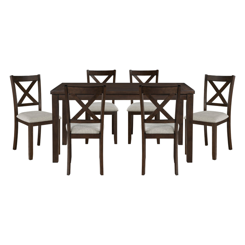 Challis 7-Piece Pack Dinette Set in Cherry/Beige - 5905
