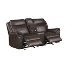 Aram Double Glider Reclining Love Seat With Center Console, Receptacles And Usb Ports