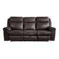 Aram Double Reclining Sofa With Center Drop-Down Cup Holders, Receptacles, Hidden Drawer And Usb Ports - Brown - Faux Leather