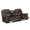 Aram Double Reclining Sofa With Center Drop-Down Cup Holders, Receptacles, Hidden Drawer And Usb Ports