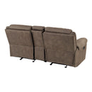 Aram Double Glider Reclining Love Seat With Center Console, Receptacles And Usb Ports