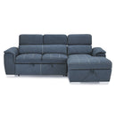 Ferriday 2-Piece Sectional with Adjustable Headrests, Pull-out Bed and Right Chaise with Hidden Storage in Blue - 8228BU*