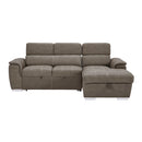 Ferriday 2-Piece Sectional with Adjustable Headrests, Pull-out Bed and Right Chaise with Hidden Storage in Taupe - 8228TP*