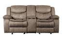 Bastrop Double Glider Reclining Love Seat With Center Console - Brown - Microfiber