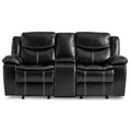 Bastrop Double Glider Reclining Love Seat With Center Console - Black - Faux Leather