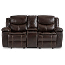 Bastrop Double Glider Reclining Love Seat With Center Console - Brown - Faux Leather