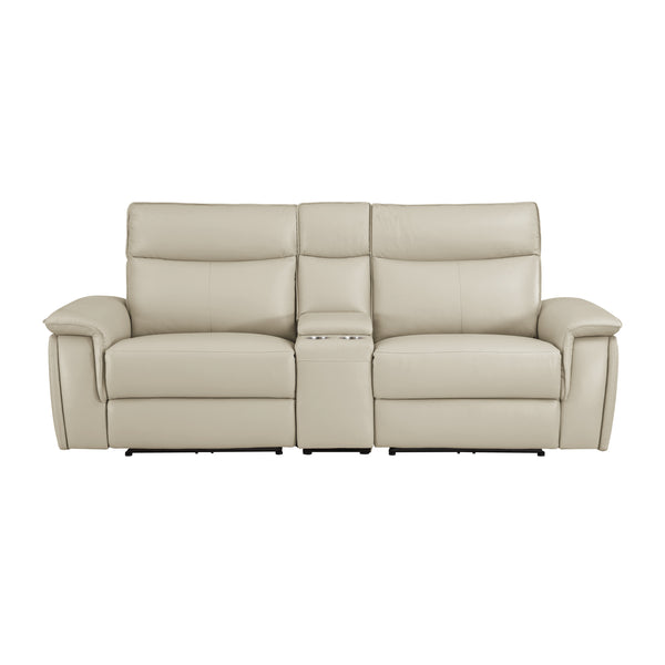 Maroni Power Double Reclining Loveseat with Center Console and Power Headrests in Taupe - 8259RFTP-2CNPWH*