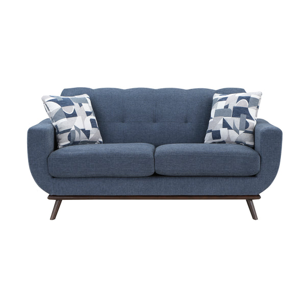 Everton Loveseat in Blue/Walnut - 8341BL-2RV