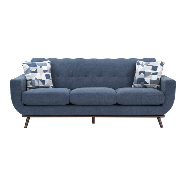 Everton Sofa in Blue/Walnut - 8341BL-3RV